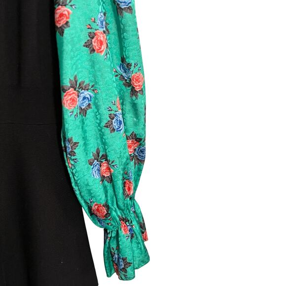 MSGM Sweater Dress S Floral Rose Balloon Sleeve Wool Black Quiet Luxury Glam - Picture 7 of 8